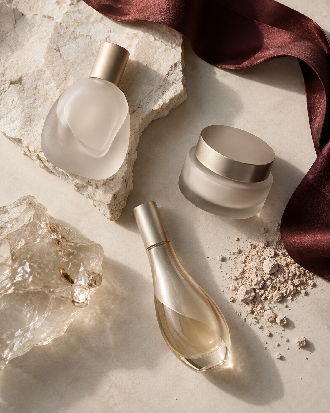 Overhead luxury beauty still life