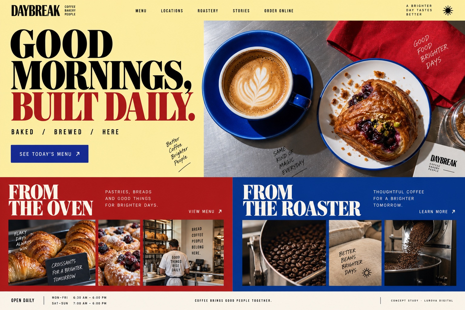 Daybreak coffee and bakery website design