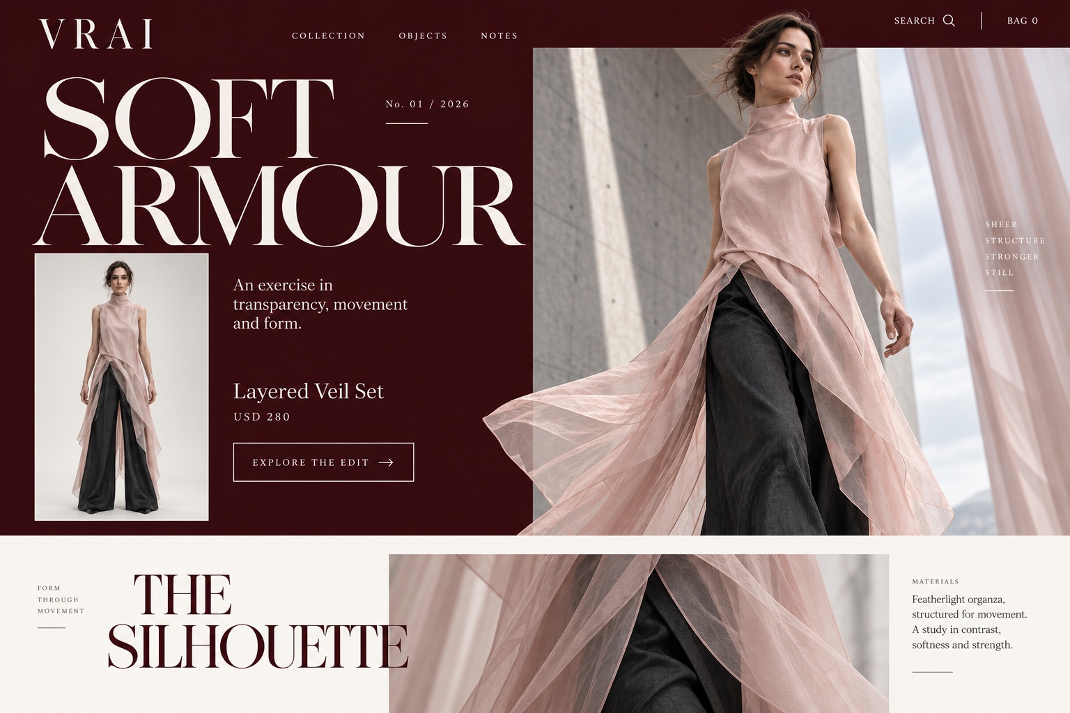 VRAI fashion ecommerce website design