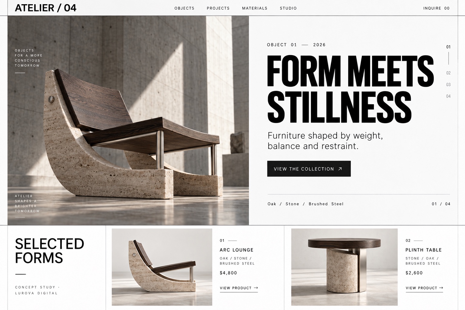 Atelier furniture ecommerce website design