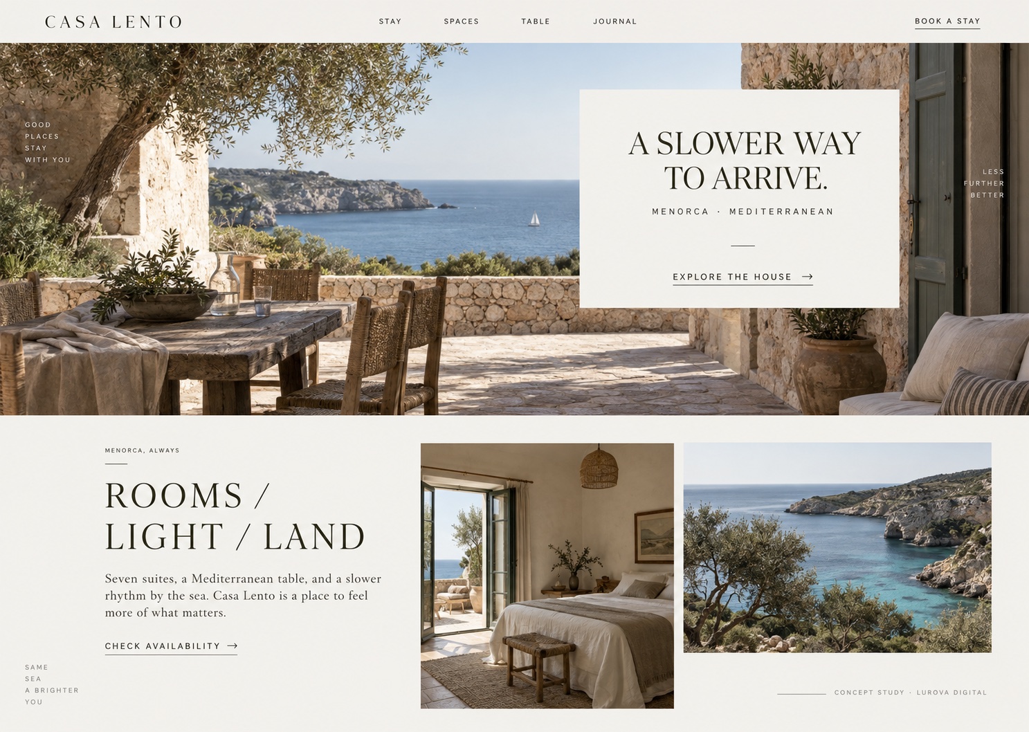 Casa Lento hospitality website design